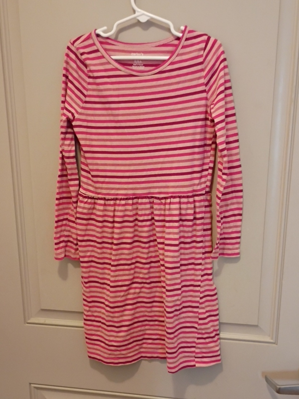 Carter's Pink and Light Pink Striped Long Sleeve Dress Size 8/8A